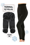 Kadın Siyah Peluş Yüksek Bel Kışlık Termal Tayt Beden L-XL
