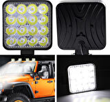 Off Road Sis Farı - Lamba 16 Led Kare Çalışma Lambası 2 Adet