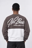 Erkek Not Basic Project Nakışlı Oversize Sweatshirt Kahve