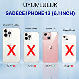 iPhone 13 Kılıf (6.1 inch) Şeffaf Yumuşak Silikon Kamera Korumalı Şarj Girişi Tıpalı