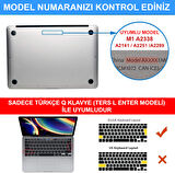 Apple MacBook Pro 13 inç M1 Çip A2338 Uyumlu Alt Üst Kılıf + Klavye Kılıfı + Ekran Koruyucu Film