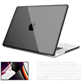 NovStrap Apple MacBook Pro 2021 M1 16.2 inc A2485 Uyumlu Parlak Alt Üst Kılıf + Klavye Kılıfı + Film