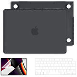 NovStrap Apple MacBook Pro 2021 M1 14.2 inc A2442 Uyumlu Mat Alt Üst Kılıf + Klavye Kılıfı + Film