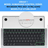 NovStrap Apple MacBook Pro 2021 M1 14.2 inc A2442 Uyumlu Mat Alt Üst Kılıf + Klavye Kılıfı + Film