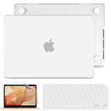 NovStrap Apple MacBook Pro 13 inç 2021 M1 Çip A2338 Uyumlu Mat Frosted Kılıf + Klavye Kılıfı + Film