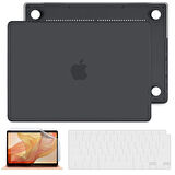 NovStrap Apple MacBook Air 13 inç 2021 M1 Çip A2337 Uyumlu Mat Frosted Kılıf + Klavye Kılıfı + Film