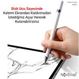Dokunmatik Tablet Kalemi 2in1 iPad Huawei Honor Samsung Lenovo Xiaomi Casper Tcl Hometech ile Uyumlu