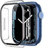 Apple Watch Series 7 41mm Kılıf Ekran ve Kasa Koruyucu 360 Tam Koruma Premium Kapak Sert Pc Metalik