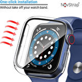 Apple Watch Series 7 41mm Kılıf Ekran ve Kasa Koruyucu 360 Tam Koruma Premium Kapak Sert Pc Metalik