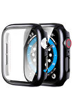 Apple Watch Series 7 41mm Kılıf Ekran ve Kasa Koruyucu 360 Tam Koruma Premium Kapak Sert Pc Metalik
