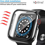 Apple Watch Series 7 41mm Kılıf Ekran ve Kasa Koruyucu 360 Tam Koruma Premium Kapak Sert Pc Metalik