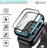 Apple Watch Uyumlu Series 7 41mm Kılıf Ekran ve Kasa Koruyucu 360 Tam Koruma Premium Kapak Sert Pc Metalik 
