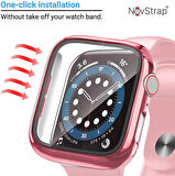 Apple Watch Uyumlu Series 7 45mm Kılıf Ekran ve Kasa Koruyucu 360 Tam Koruma Premium Kapak Sert Pc Metalik 