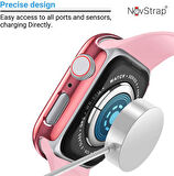 Apple Watch Uyumlu Series 7 45mm Kılıf Ekran ve Kasa Koruyucu 360 Tam Koruma Premium Kapak Sert Pc Metalik 