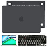 NovStrap Apple MacBook Air 13 inç 2021 M1 Çip A2337 Uyumlu Mat Kılıf + Siyah Klavye Kılıfı + Film