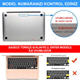 Apple MacBook Air 13 inch M1 Çip A2337 Uyumlu Alt Üst Parlak Kılıf + Siyah Klavye Kılıfı + Film