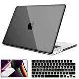 NovStrap Apple MacBook Pro 2021 M1 14.2 inc A2442 Uyumlu Parlak Kılıf + Siyah Klavye Kılıfı + Film