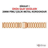 NovStrap Samsung Galaxy Watch 4 Seri 40-42-44-46 Mm Uyumlu Kordon (20 Mm) Çelik Klasik Metal Kordon