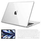 NovStrap Apple MacBook Air 13.6 inç 2022 M2 Çip A2681 Uyumlu Kılıf Parlak-Şeffaf Klavye Kılıfı-Film