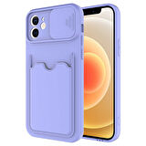 Apple iPhone 12 Kılıf Kartlıklı Lens Kapatmalı Kapak