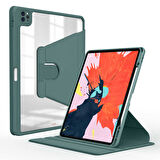 Apple iPad 9. Nesil 10.2" Kılıf Şeffaf Dönebilen Kalem Bölmeli A2602 A2603 A2604 A2605