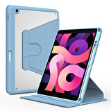Apple iPad 9. Nesil 10.2" Kılıf Şeffaf Dönebilen Kalem Bölmeli A2602 A2603 A2604 A2605