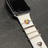 Apple Samsung Oppo Huawei Haylou Watch Kordon Aksesuarı Charm Seti Taşlı