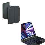 Apple iPad Pro 12.9 6. Nesil Kılıf LED Işıklı Magnetik Standlı Klavyeli A2436 A2437 A2764 A2766