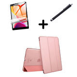 Apple iPad 7. 8. 9. Nesil 10.2 Kılıf Set PU Deri Smart Tablet Kilifi Ekran Koruyucu + Kalem