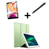 Apple iPad 7. 8. 9. Nesil 10.2 Kılıf Set PU Deri Smart Tablet Kilifi Ekran Koruyucu + Kalem