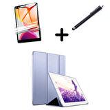 Apple iPad 7. 8. 9. Nesil 10.2 Kılıf Set PU Deri Smart Tablet Kilifi Ekran Koruyucu + Kalem