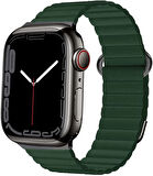 Apple Watch 7 8 45mm Kordon Mıknatıslı Magnetik Deri Kordon