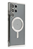 Samsung Galaxy S22 Ultra Kılıf Magsafe Kamera Lensli Korumalı Şeffaf Silikon Kapak