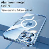 Apple iPhone 13 Pro Max Kılıf Kamera Lensli Metal Çerçeve Bumper Kilitli Kapak