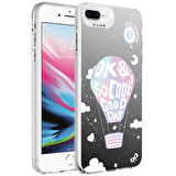 Apple iPhone 8 Plus Kılıf Desenli Silver Sert Kapak