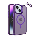 Apple iPhone 15 Plus Kılıf Magsafe Standlı + Klon Kamera Lensli Kapak