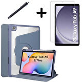 Samsung Galaxy Tab A9 8.7inç X110 X113 X115 X117 Kılıf Termik Kalem Bölmeli Dönebilen Standlı Kılıf SET