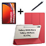 Samsung Galaxy Tab S9 FE Plus/S10 Plus/S9 Plus Kılıf SET PU Deri Smart Tablet Kilifi Ekran Koruyucu + Kalem