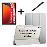 Samsung Galaxy Tab S9 FE Plus/S10 Plus/S9 Plus Kılıf SET PU Deri Smart Tablet Kilifi Ekran Koruyucu + Kalem