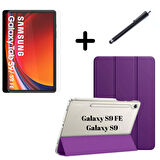 Samsung Galaxy Tab S9 FE / S9 Kılıf SET PU Deri Smart Tablet Kilifi Ekran Koruyucu + Kalem