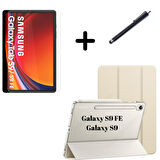 Samsung Galaxy Tab S9 FE / S9 Kılıf SET PU Deri Smart Tablet Kilifi Ekran Koruyucu + Kalem