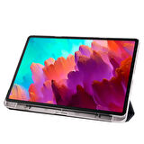 Lenovo Tab P12 12.7inç TB370FU Kalem Bölmeli Kılıf PU Deri Smart Standlı Case