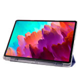 Lenovo Tab P12 12.7inç TB370FU Kalem Bölmeli Kılıf PU Deri Smart Standlı Case