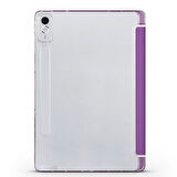 Lenovo Tab P12 12.7inç TB370FU Kalem Bölmeli Kılıf PU Deri Smart Standlı Case