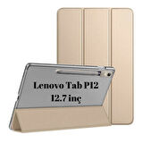 Lenovo Tab P12 12.7inç TB370FU Kalem Bölmeli Kılıf PU Deri Smart Standlı Case
