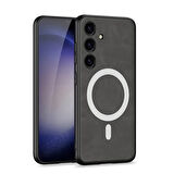 Samsung Galaxy S24 Kılıf Magsafe Deri Tasarımlı Kıpta Nubuk Kapak