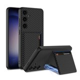 Samsung Galaxy S24 Kılıf PU Deri Kamera Sürgülü Kartlıklı Kıpta Kapak