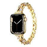 Apple Watch 10 42mm - 38/40/41mm Kordon Taşlı İnce Metal Kordon 103