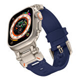 Apple Watch 42/44/45/46/49mm Titanyum Metal Bağlantı Kitli Silikon Kordon 101