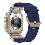 Apple Watch 42/44/45/46/49mm Titanyum Metal Bağlantı Kitli Silikon Kordon 101